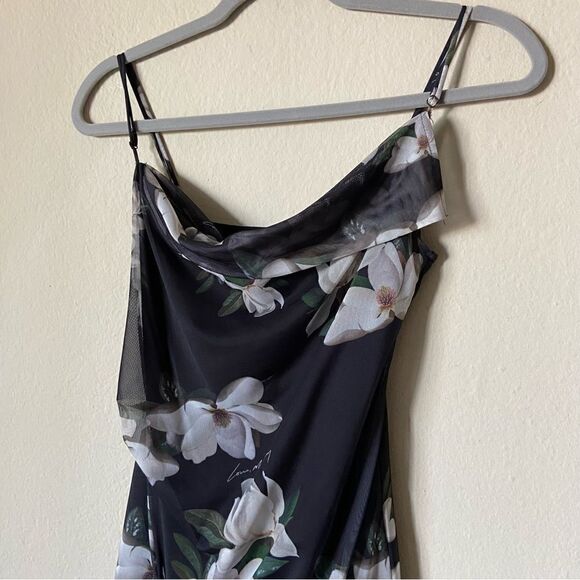 All Saints Ulla Alessandra Midi Black Dress Floral Bodycon Size 2 - Picture 11 of 16